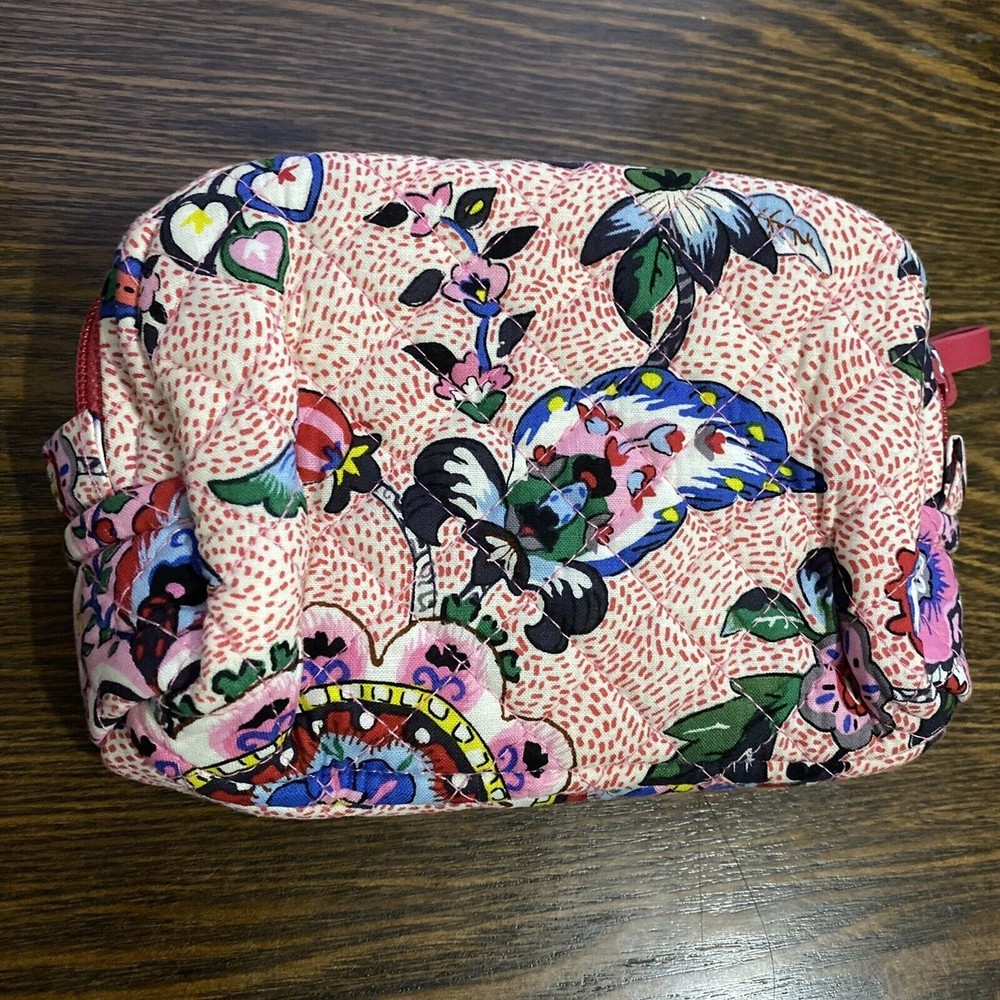 Vera Bradley Iconic Stitched Flower Cosmetic Bag Pink - Picture 3 of 10